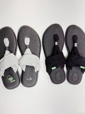 [2 Pairs] Sanuk Yoga Sling 2 Sandals, Black + Grey, size 10